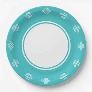 Elegancia China en Plato de Papel Turquesa