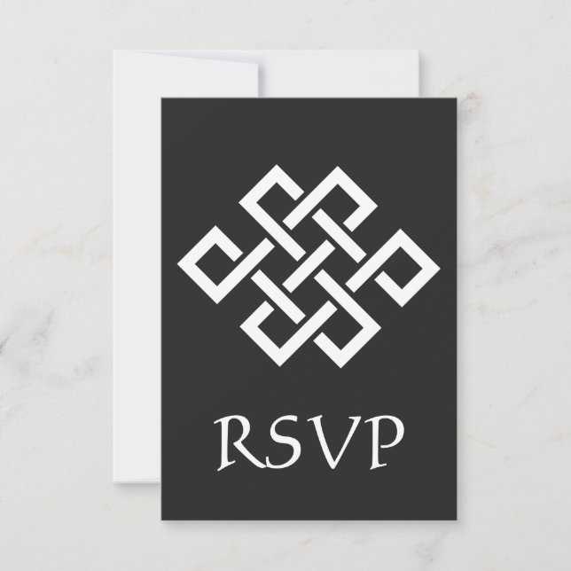 Elegancia china en tarjeta RSVP negra (Anverso)