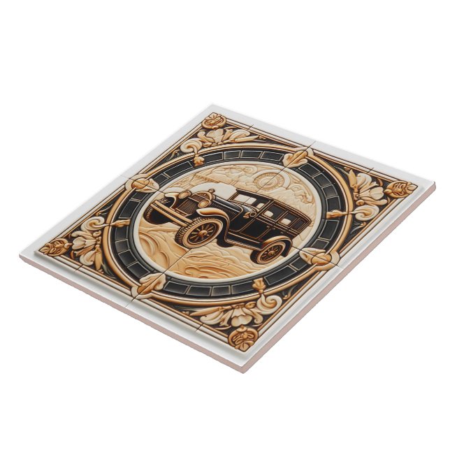 Elegancia clásica en baldosas de coches de época (Lado)