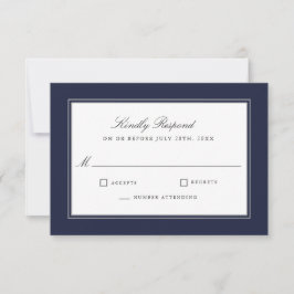 Elegancia clásica simple boda naval RSVP