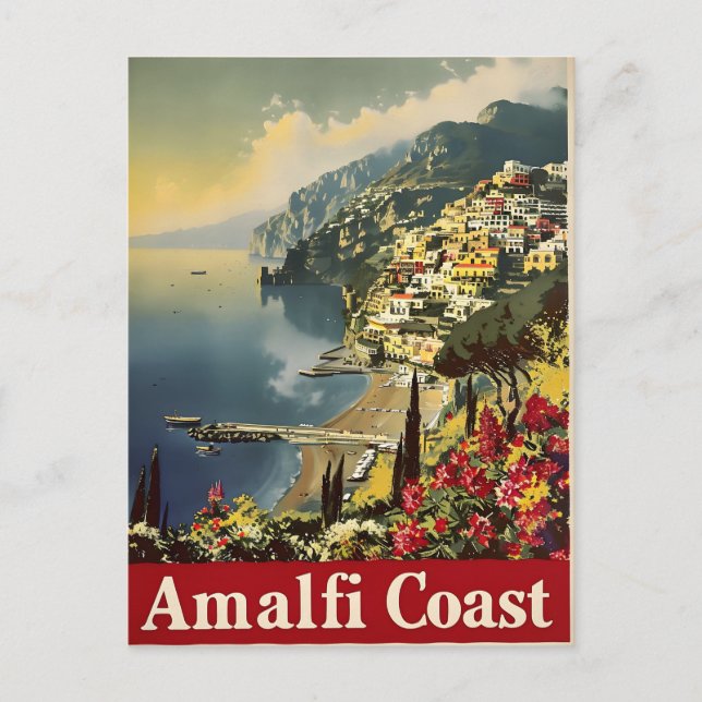 Elegancia costera: postal antigua Amalfi (Anverso)