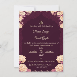 Elegancia de amatista: Invitación de boda floral p