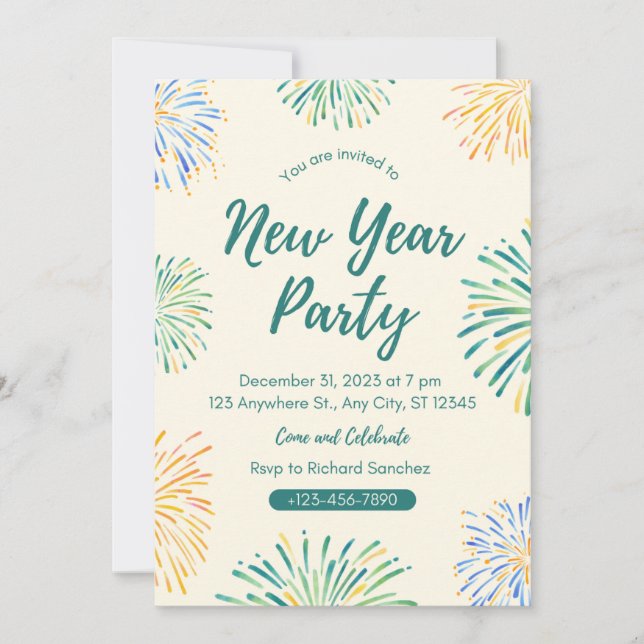 Elegancia de Año Nuevo: invitaciones exclusivas es (Anverso)