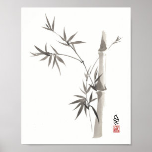 Elegancia de bambú silenciosa Arte de pincel chino