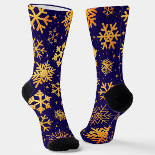 Elegancia de Copo de Nieve Dorado – Calcetines de