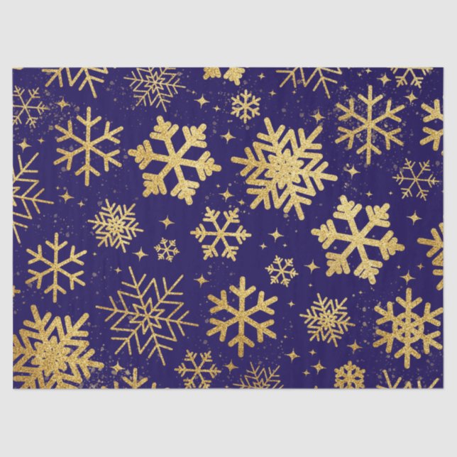 Elegancia de copo de nieve dorado – papel de seda (Anverso)