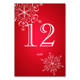 Elegancia de copo de nieve rojo 2 número de mesa