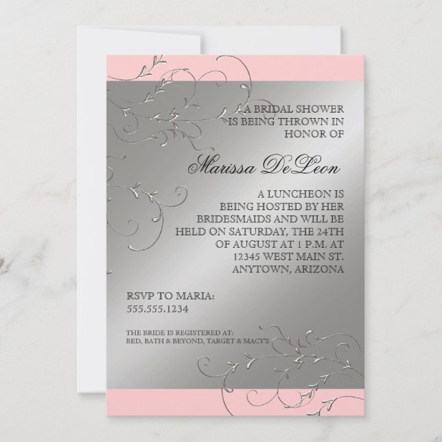 Elegancia de empate negro, invitaciones a la ducha (Anverso)