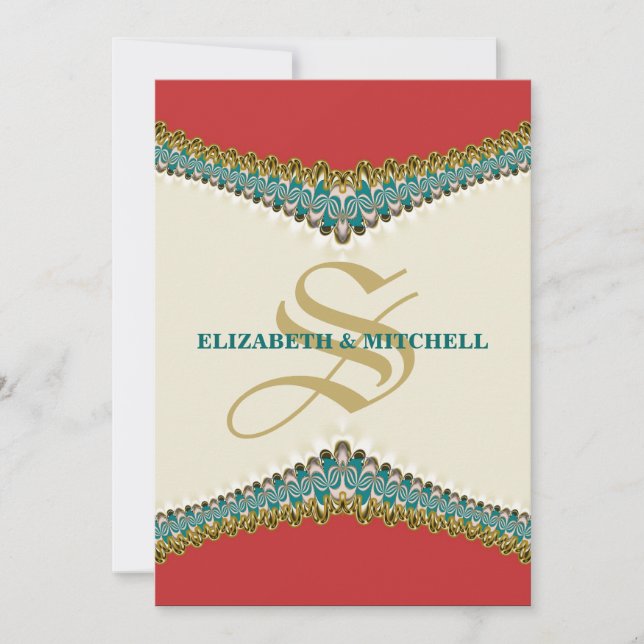 Elegancia de encaje : Invitación a la Boda Verde a (Anverso)