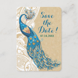 Elegancia de encaje y pavo real Tarjeta de boda pa