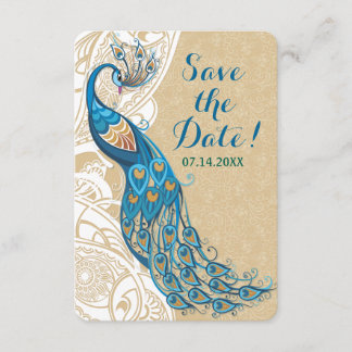 Elegancia de encaje y pavo real Tarjeta de boda pa