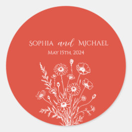 Elegancia de flores silvestres pegatinas de boda