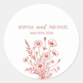 Elegancia de flores silvestres pegatinas de boda
