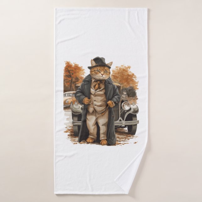 Elegancia de gato vintage (Toalla de baño)