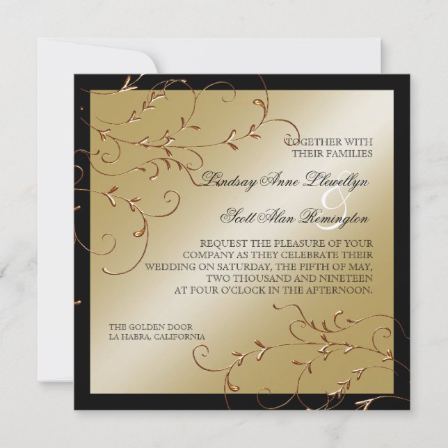 Elegancia de los lazos negros, invitaciones a la b (Anverso)