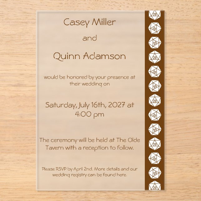 Elegancia de Mesa en Invitación de Boda de Acrílic (Anverso)