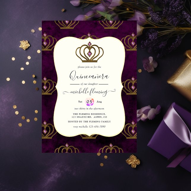 Elegancia de oro antiguo Invitación magnética de Q (Subido por el creador)