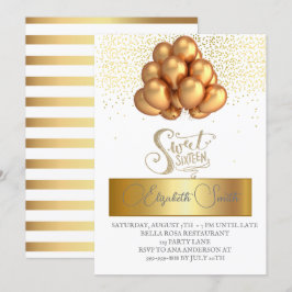 Elegancia de oro, invitación dulce de dieciséis