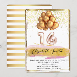 Elegancia de oro, invitación dulce de dieciséis