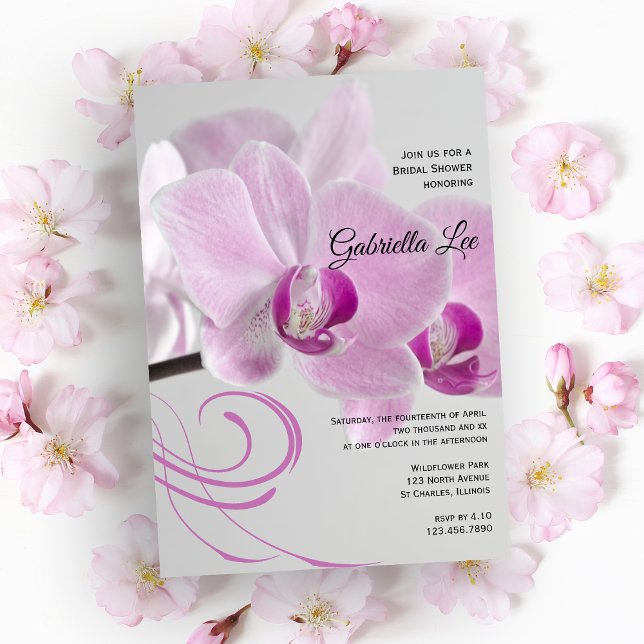Elegancia de orquídea rosa Invitación a ducha de n (Subido por el creador)