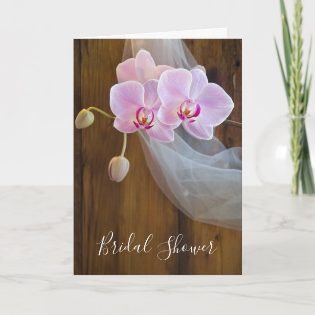 Elegancia de orquídea rústica Invitación a ducha d (Anverso)