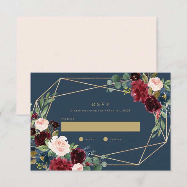 Elegancia de Otoño Geométrica Tarjeta de RSVP de B (Anverso / Reverso)