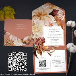Elegancia de otoño, invitación de boda de otoño co