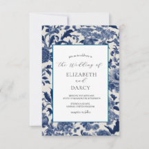 Elegancia de porcelana Invitación a la Boda Azul