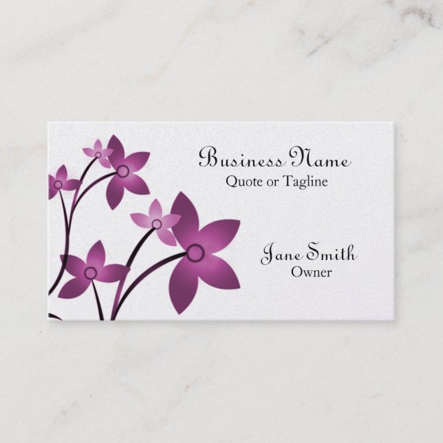 Elegancia deslumbrante tarjeta de visita floral, W (Anverso)