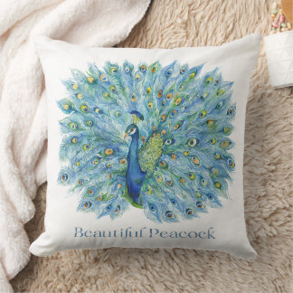 "Elegancia develada: Hermosa almohada de pavo real
