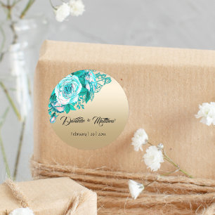 Elegancia dorada: Sello Verde azulado del Boda Ros