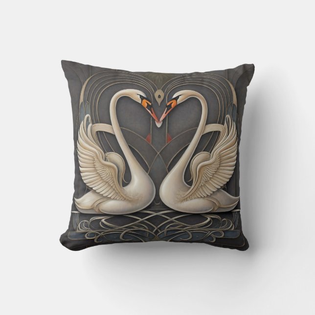 Elegancia elegante: Cojín decorativo cisne (Anverso)