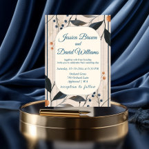 Elegancia en la invitación a la boda moderna azul 