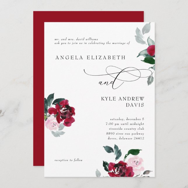 Elegancia en la invitación de matrimonio de padres (Anverso / Reverso)