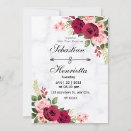Elegancia en rojo: Invitación a la boda floral