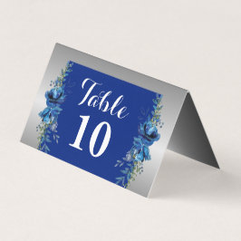Elegancia en tarjeta plegada azul y plata