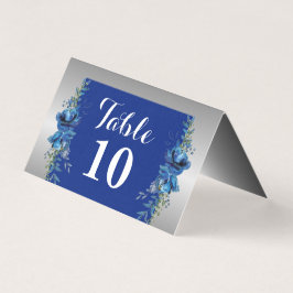 Elegancia en tarjeta plegada azul y plateado