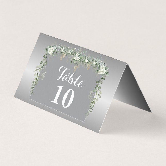 Elegancia en tarjeta plegada azul y plateado (Anverso)