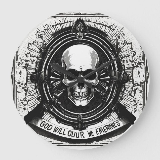 "Elegancia esquelética: mini reloj de pared de crá (Anverso)