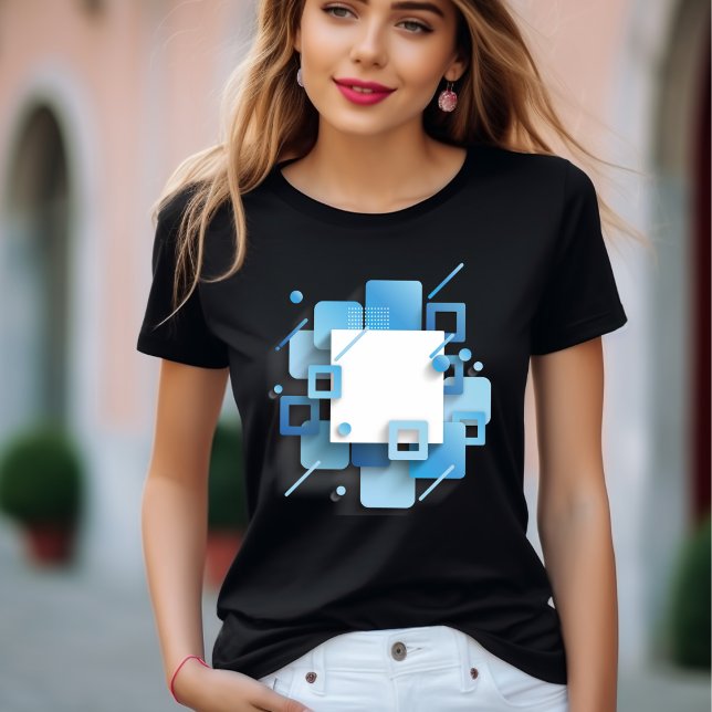 Elegancia expresiva: camiseta abstracta azul (Subido por el creador)