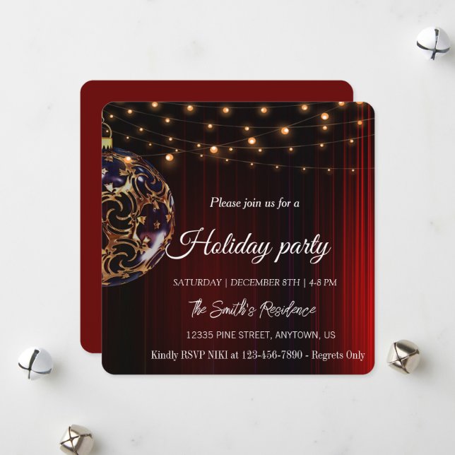 Elegancia festiva roja de la tarjeta de vacaciones (Anverso/Reverso In Situ)