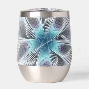 Elegancia Flor de Arte Fractal Blanco Gris Azul