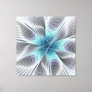 Elegancia Flor de Arte Fractal Blanco Gris Azul