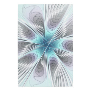 Elegancia Flor de Arte Fractal Blanco Gris Azul