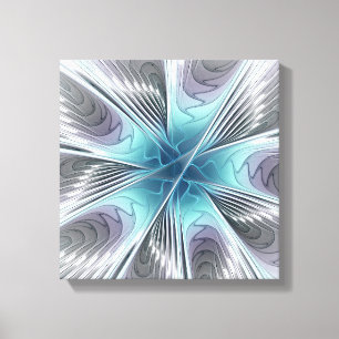 Elegancia Flor de Arte Fractal Blanco Gris Azul