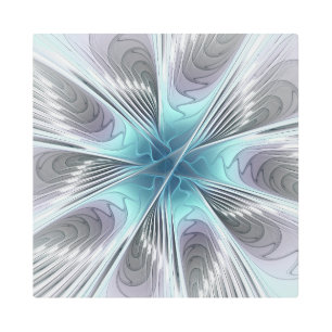 Elegancia Flor de Arte Fractal Blanco Gris Azul