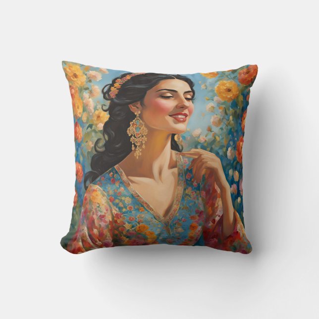 Elegancia floral almohada cuadrada - Vibrante deco (Anverso)