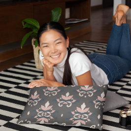 Elegancia floral gris oscura funda de almohada