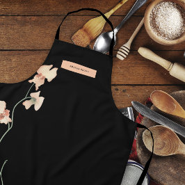 Elegancia floral negra moderna Delantal elegante y
