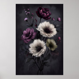 Elegancia floral oscura - Poster de arte botánico 